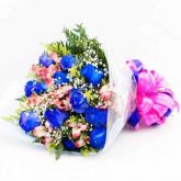 Bouquet Rosa Azul e Astromelias