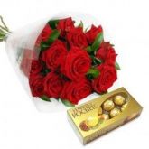 10 Rosas Vermelhas + Ferrero Rocher